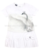 Le Chic Baby Girl Dress with Swan Print White