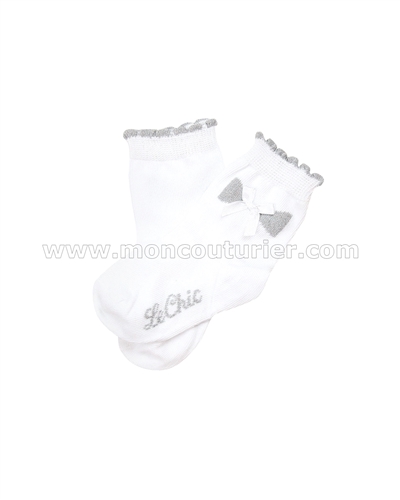 Le Chic Baby Girl Socks with Bow White