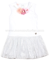 Le Chic Baby Girl Dress with Flowers White