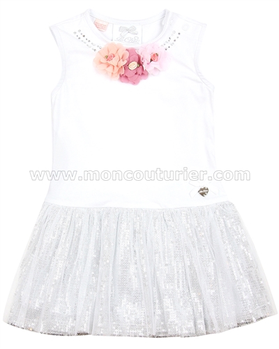 Le Chic Baby Girl Dress with Flowers White