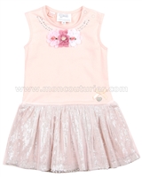 Le Chic Baby Girl Dress with Flowers Peach