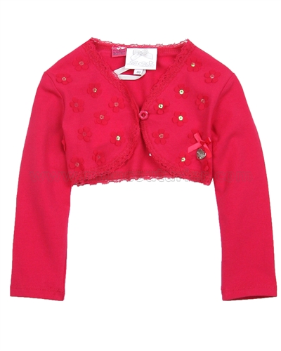 Le Chic Baby Girl Bolero with Flower Applique Raspberry