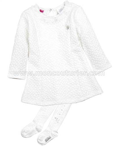 Le Chic Baby Girl Quilted Dress with Tights