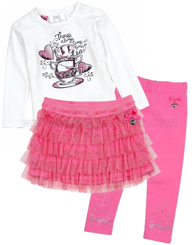 Le Chic Baby Girl T-shirt, Sparkly Skirt and Leggings
