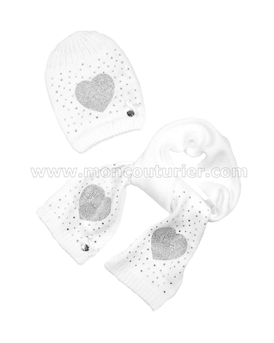 Le Chic Baby Girl Hat and Scarf  White