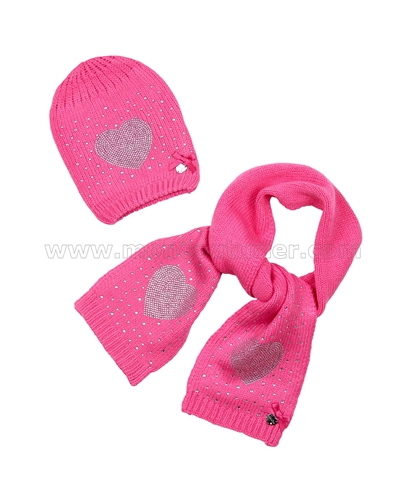 Le Chic Baby Girl Hat and Scarf Hot Pink