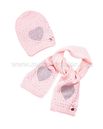 Le Chic Baby Girl Hat and Scarf Peach