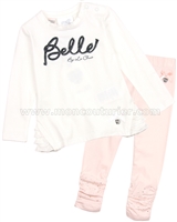 Le Chic Baby Girl Tunic and Leggings Set White/Peach