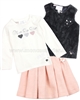 Le Chic Baby Girl Sherpa Vest, T-shirt and Skirt Set