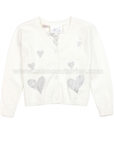 Le Chic Baby Girl Cardigan with Crystal Hearts