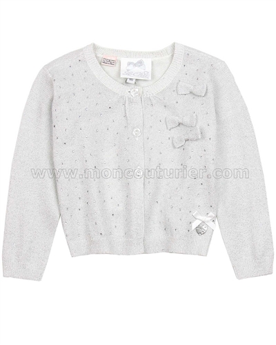 Le Chic Baby Girl Light Gray Cardigan with Crystals