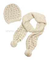 Le Chic Hat and Scarf Set Beige