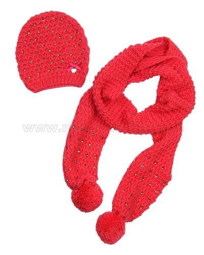 Le Chic Hat and Scarf Set Coral