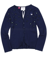 Le Chic Jersey Cardigan with Flowers Navy