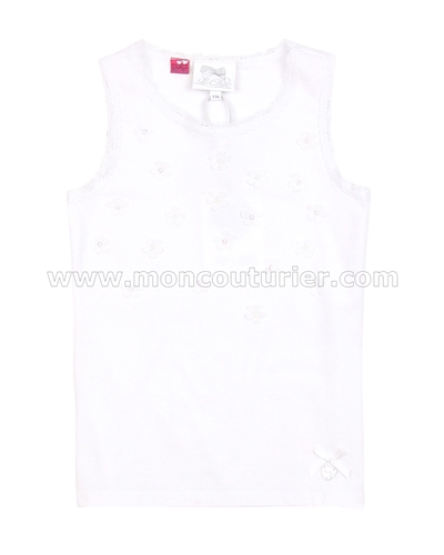 Le Chic Tank Top with Flowers White