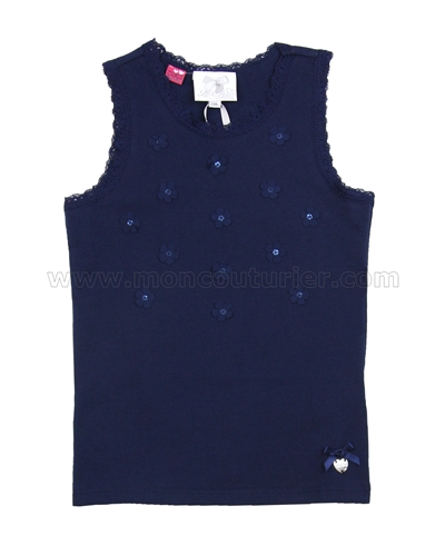 Le Chic Tank Top with Flowers Navy