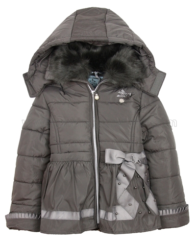 Le Chic Puffer Jacket with Satin Bow Mud