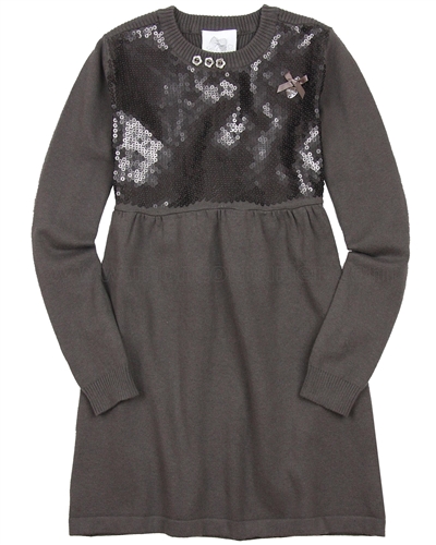 Le Chic Knit Dress with Sequin Front Brown