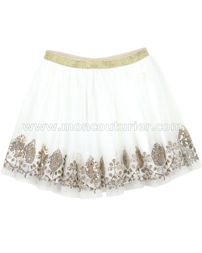 Le Chic Girls' Embroidered Tulle Skirt