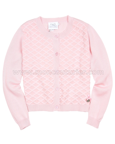Le Chic Girls' Pink Square Knit Cardigan