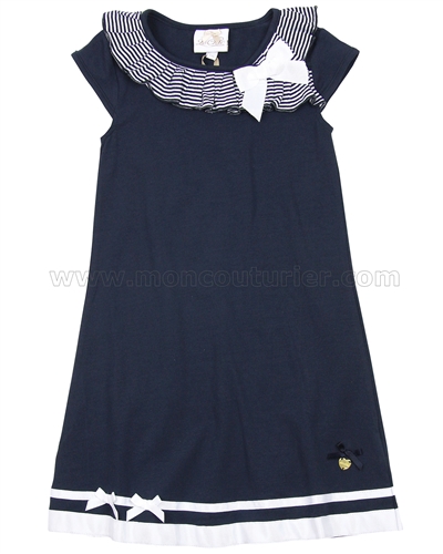 Le Chic Girls' Navy Jersey Dress