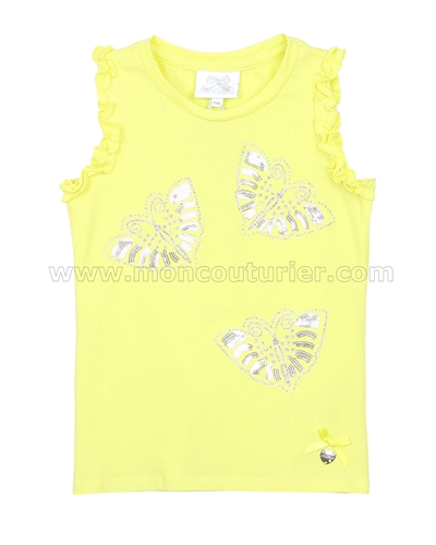 Le Chic Girls' Yellow Tank Top with Butterflies