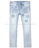 Le Chic Girls' Skinny Denim Pants with Flowers