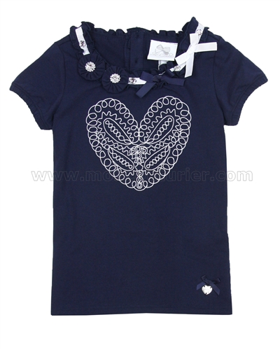 Le Chic Girls' T-shirt with Embroidered Heart