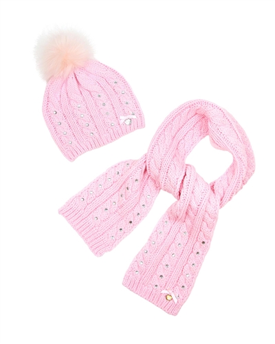Le Chic Hat and Scarf Pink