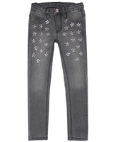 Le Chic Skinny Denim Pants with Crystal Flowers