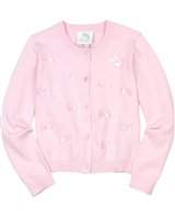 Le Chic Knit Cardigan with Satin Bows Pink