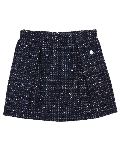 Le Chic Tweed Skirt with Buttons Navy