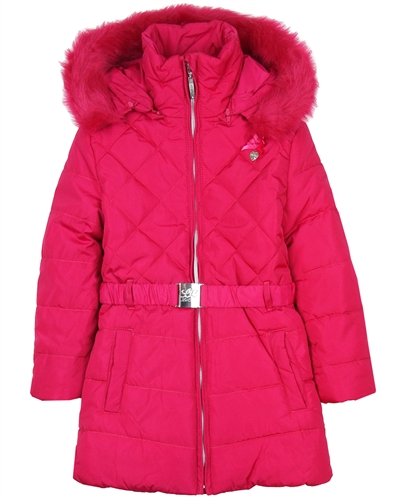 Le Chic Quilted Coat with Ruffles Fushia