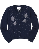 Le Chic Girls' Cardigan with Rhinestones in Navy