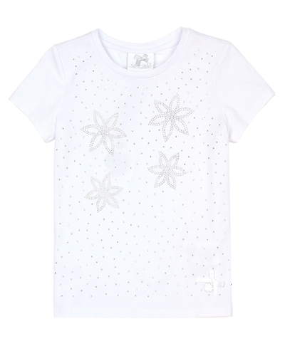 Le Chic Girls' T-shirt with Rhinestones in White