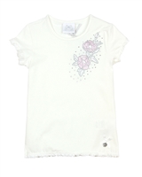 Le Chic Girls' T-shirt with Embroidered Flower in White