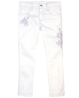 Le Chic Girls' Twill Pants with Embroidered Flowers