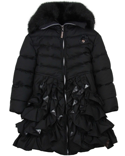 Le Chic Coat with Ruffles in Black
