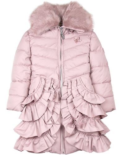 Le Chic Coat with Ruffles in Dusty Pink