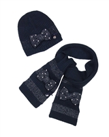 Le Chic Hat and Scarf Set in Navy