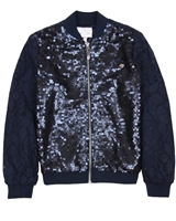 Le Chic Lace and Sequin Bomber Jacket
