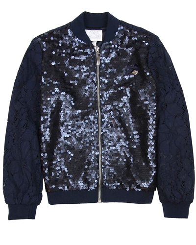 Le Chic Lace and Sequin Bomber Jacket