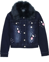 Le Chic Denim Jacket with Fur Collar
