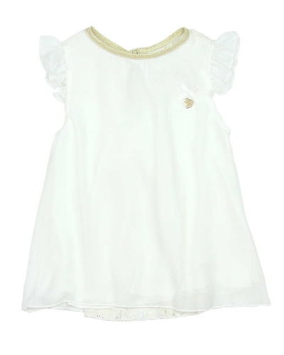Le Chic Chiffon and Lace Blouse in White