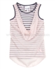 Le Chic Striped Top with Chiffon Front Pink