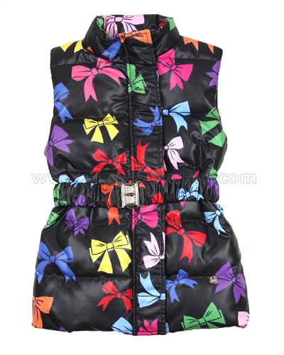 Love Made Love Quilted Down Vest with Printed Bows