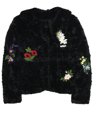 Love Made Love Emboidered Faux Fur Jacket