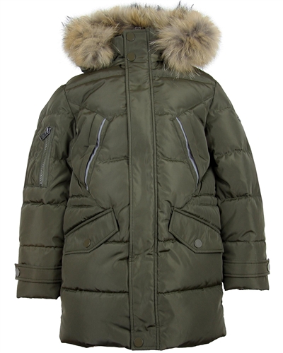 Lisa-Rella Boys Goose Down Parka Coat with Real Fur Trim