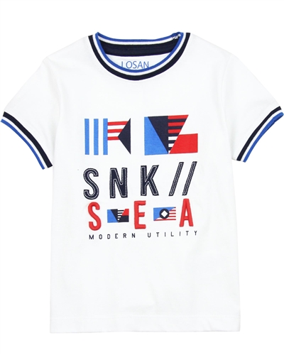 Losan Boys Nautical T-shirt with Striped Hems