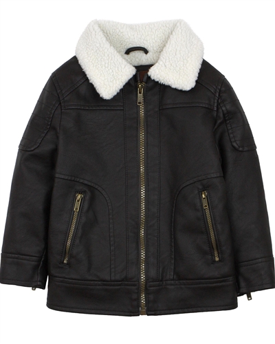 Losan Boys Pleather Jacket with Faux Shearling